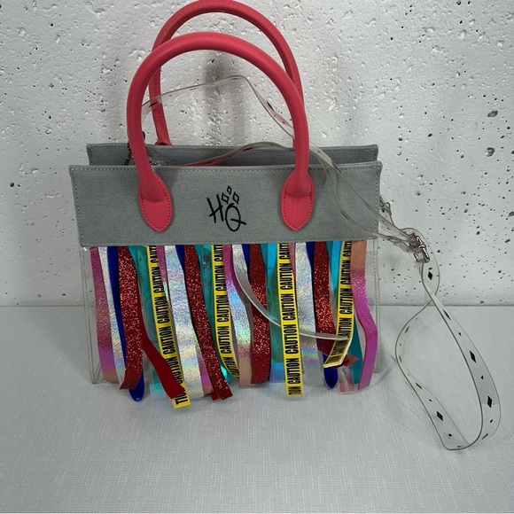 LOUNGEFLY Harley Quinn Birds of Prey Caution Tape Clear Crossbody Handbag Purse - Picture 1 of 15
